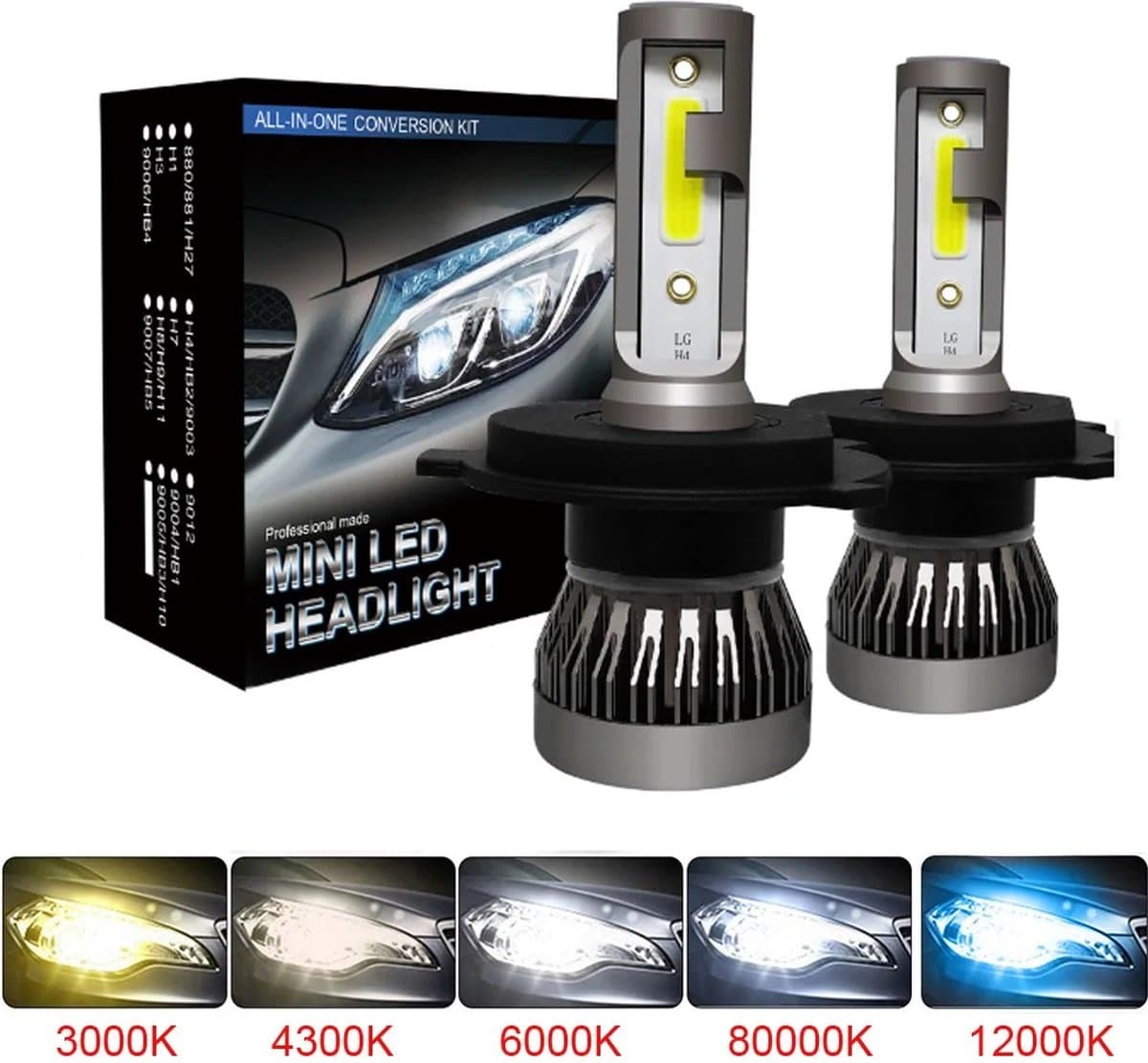 H4 Led lampen (set 2 stuks) 6000k Helder Wit 14000LM IP68 90 Watt Geschikt voor, Motor / Auto / Scooter / Dimlicht / Grootlicht / Koplampen (EAN: 8785282075589): Waarom deze lampen