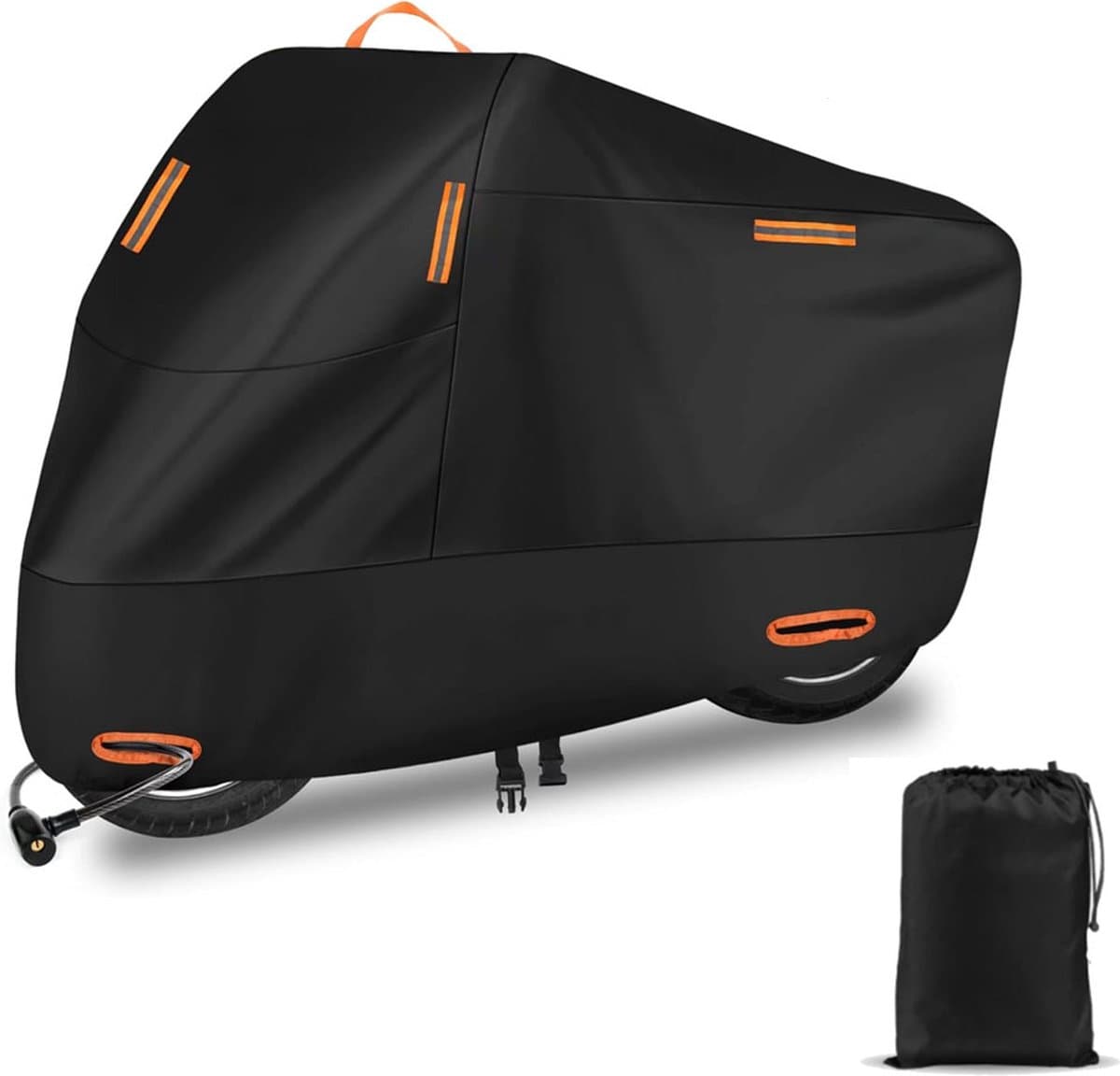 Motorhoes/Scooterhoes - Universeel Voor Alle Motors/Scooters - Waterdicht - Oxford 300D Motorhoes - Geschikt Voor Windscherm - Anti-Stof/Uv - Met Reflecterende Strip - Incl. Opbergzak - Outdoor Indoor-Motorbike Cover - XL 230 * 95 * 125 CM (EAN: 9...