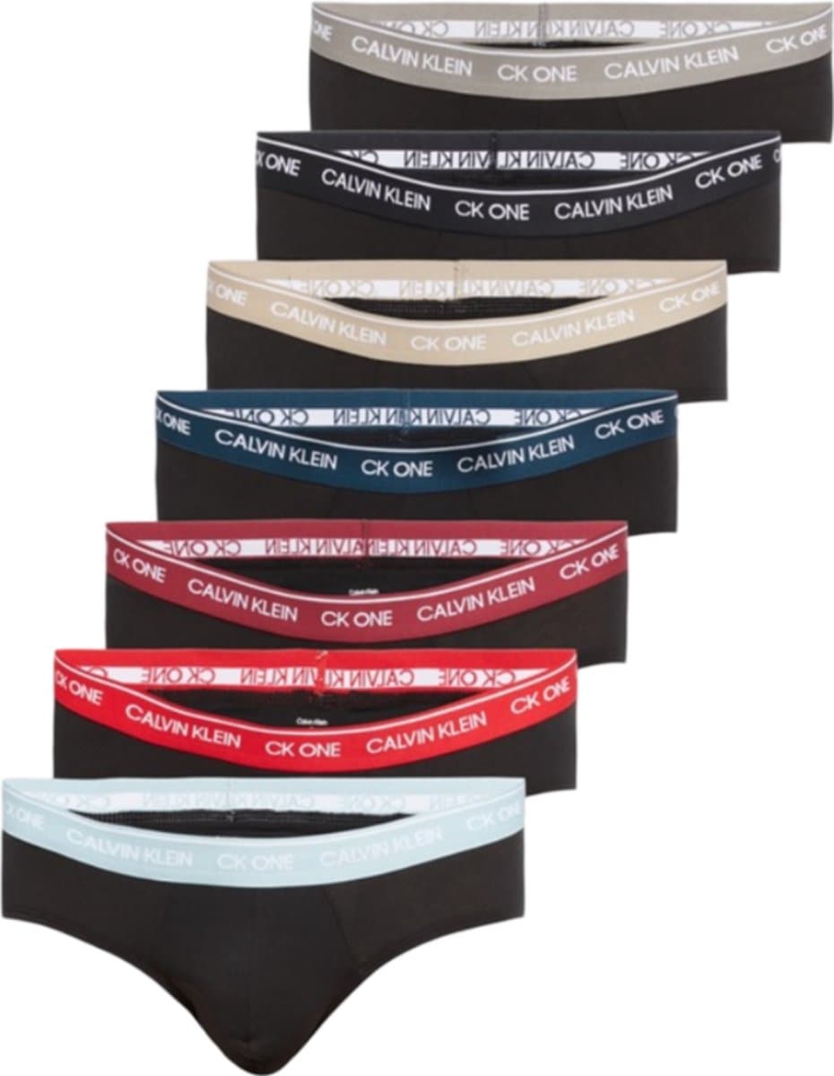 Calvin Klein 7-Pack Heren Slips (Maat S) Zwart/Multicolor band - Ondergoed, Giftset (EAN: 8719856379827)