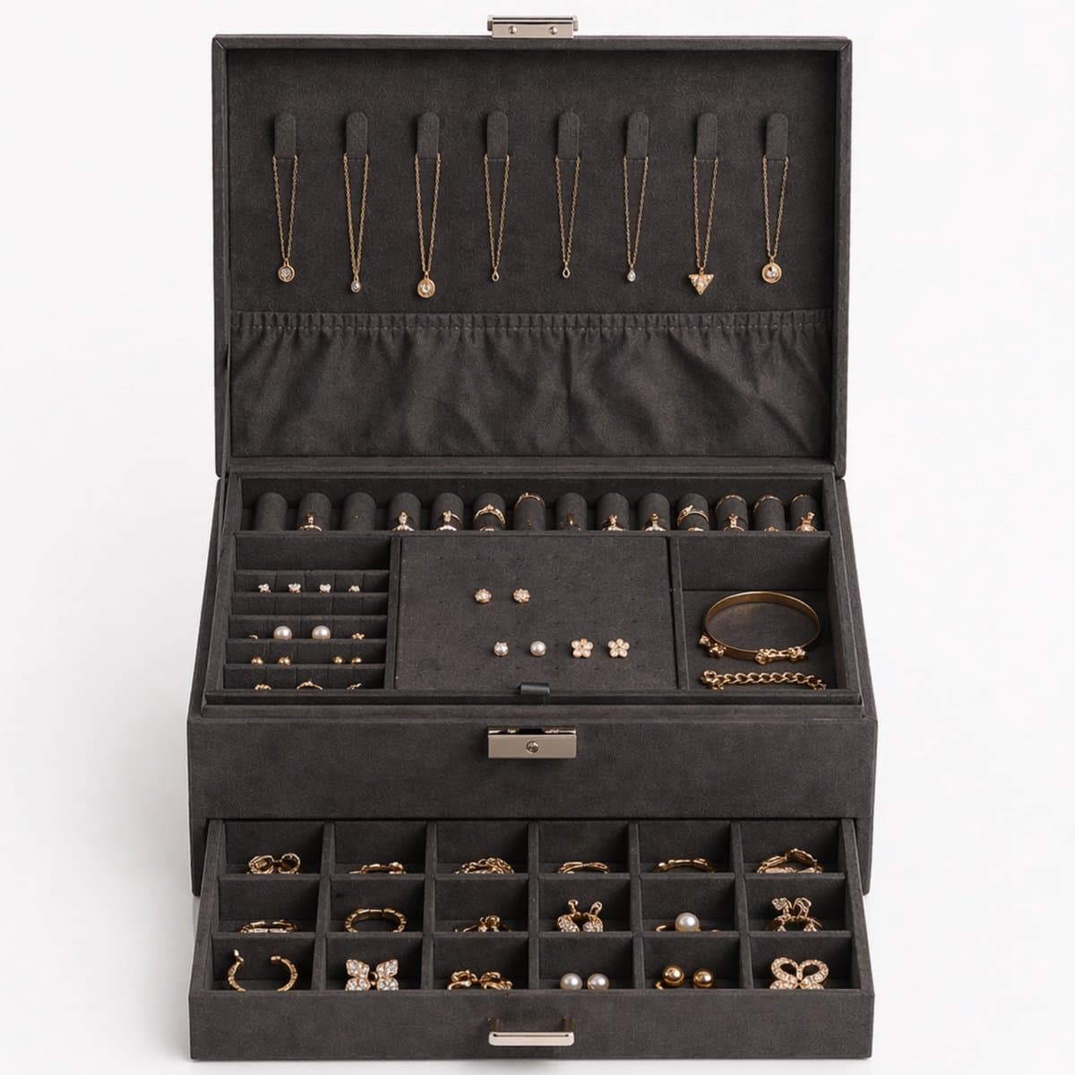 VALEVO™ - Luxe Sieradenkist - 80+Vakjes & Haakjes - Met Slot - Sieradendoos - Sieradenrekje - Sieradenhouder - Juwelendoos - Sieradendoos voor volwassenen - Sieraden organizer (EAN: 8721008415178)