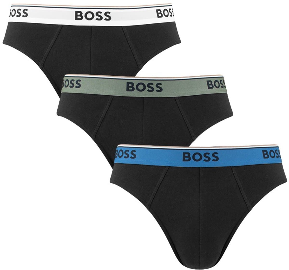 HUGO BOSS Power briefs (3-pack) - heren slips - zwart met gekleurde tailleband (EAN: 4063549886845)