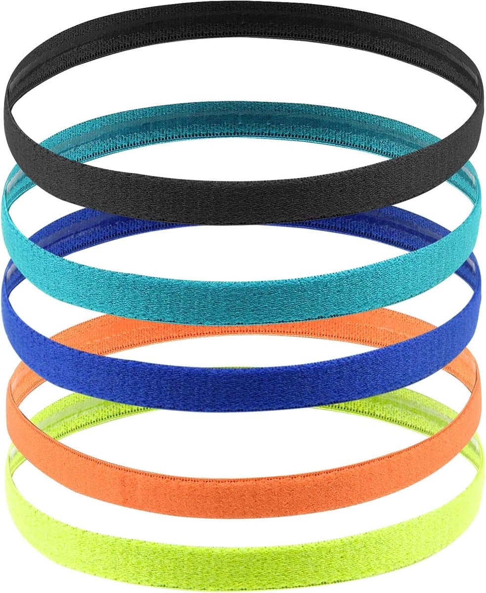 5 stuks kindersporthaarbanden – elastische, antislip dunne haarbanden voor jongens en meisjes, geschikt voor voetbal, joggen, fietsen en fitness (EAN: 6224202227728)
