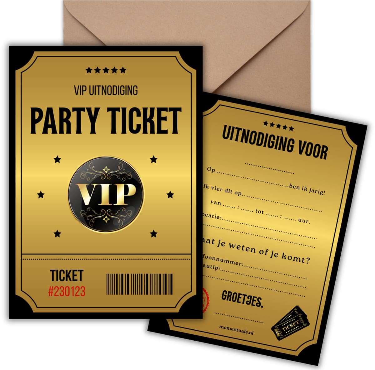 Uitnodiging Kinderfeestje 10 Kaarten + Enveloppen - VIP Party Ticket – Jongen & Meisje - Uitnodigingskaarten – Beschrijfbaar – Verjaardag Kind (EAN: 8721381360270)
