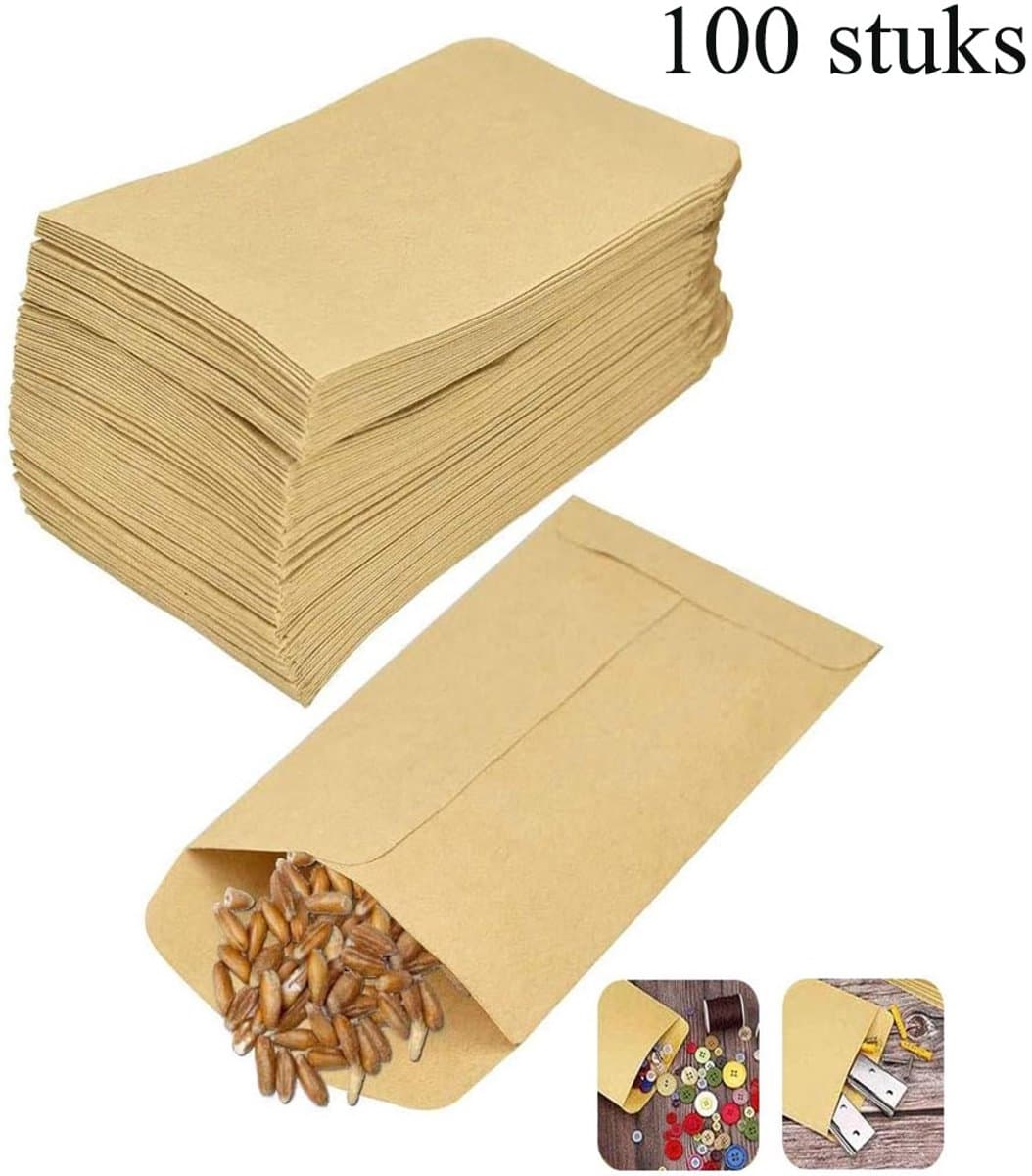 Papieren zakjes - Bruin - 10x6 cm - 100stuks ideaal voor het vullen van vreugdetranen en adventskalenders, mini-zakjes van kraftpapier voor bruiloften, Kerstmis (EAN: 6154519489499)