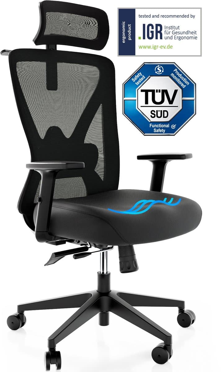 Backerz Mesh Ergonomische Bureaustoel - Bureaustoelen voor Volwassenen tot 150kg - Office Chair NEN-EN1335 - Gamestoel (EAN: 8720618891143)