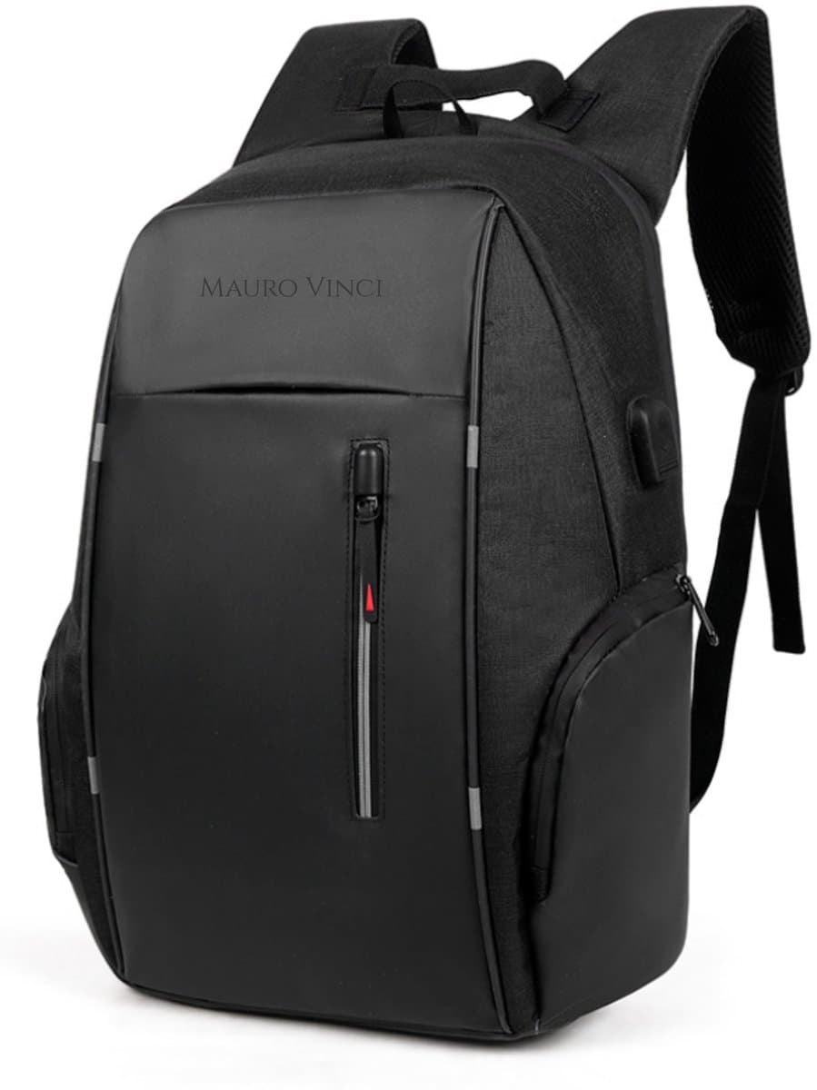 Rugzak 28L – Laptop Rugzak 15.6 Inch – Waterdichte Backpack met USB & Slot – Anti Diefstal – Schooltas & Werk Rugzak – Heren & Dames – Zwart Mauro Vinci® Motion (EAN: 8721022421704)