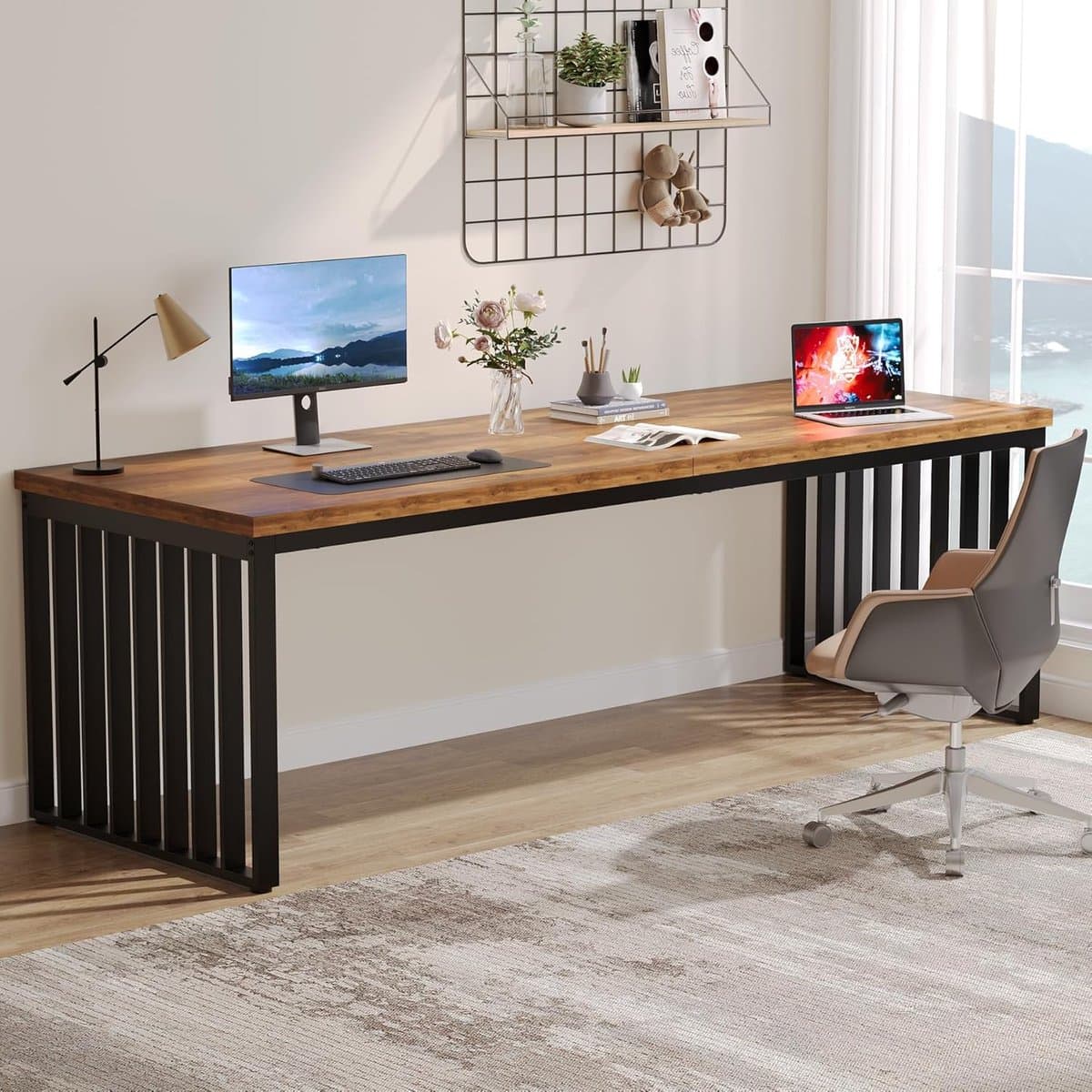 Tribesigns Bureau - Computerbureau - Computer tafel - Bureautafel - Desk - 180 x 60 x 76 cm - Metalen Frame - Hout Look - Bruin (EAN: 0036659300758): **Wat maakt dit bureau zo bijzonder**