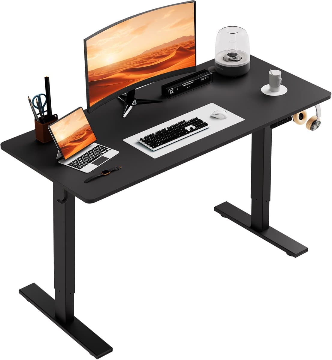 Zit-sta bureau 110 x 60 cm, Elektrisch in hoogte verstelbaar bureau, met geheugenfunctie en anti-botsingstechnologie, Stevig en Duurzaam, Stille Motor, Hoogte 70-117cm (EAN: 8711544715917): 📦 Uitpakken en eerste indruk