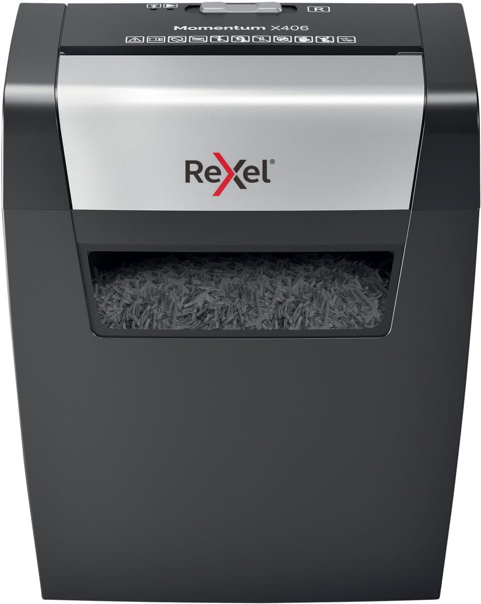 Rexel Momentum X406 Papierversnipperaar - P4 Snippers - Tot 6 Vel - 15L - Zwart (EAN: 5028252523189)