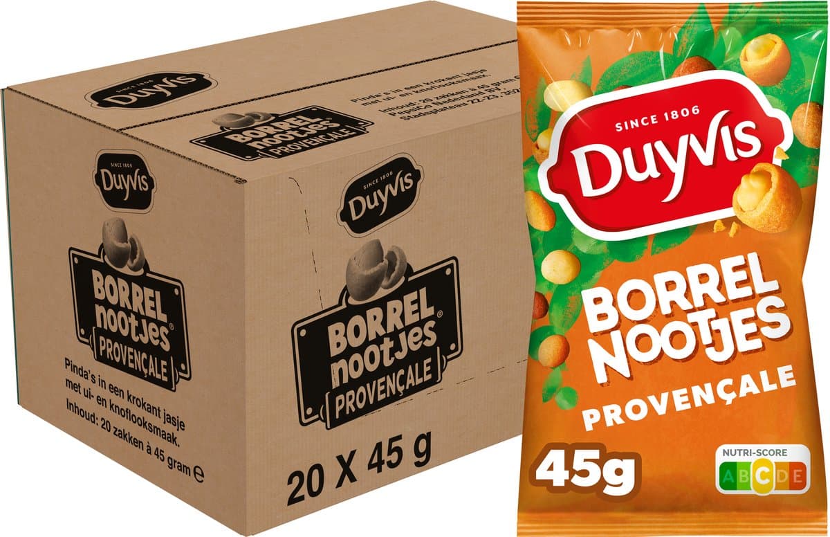 Duyvis Borrelnootjes Provencale - Pinda Noten - 20 x 45 gram (EAN: 8710398169679)