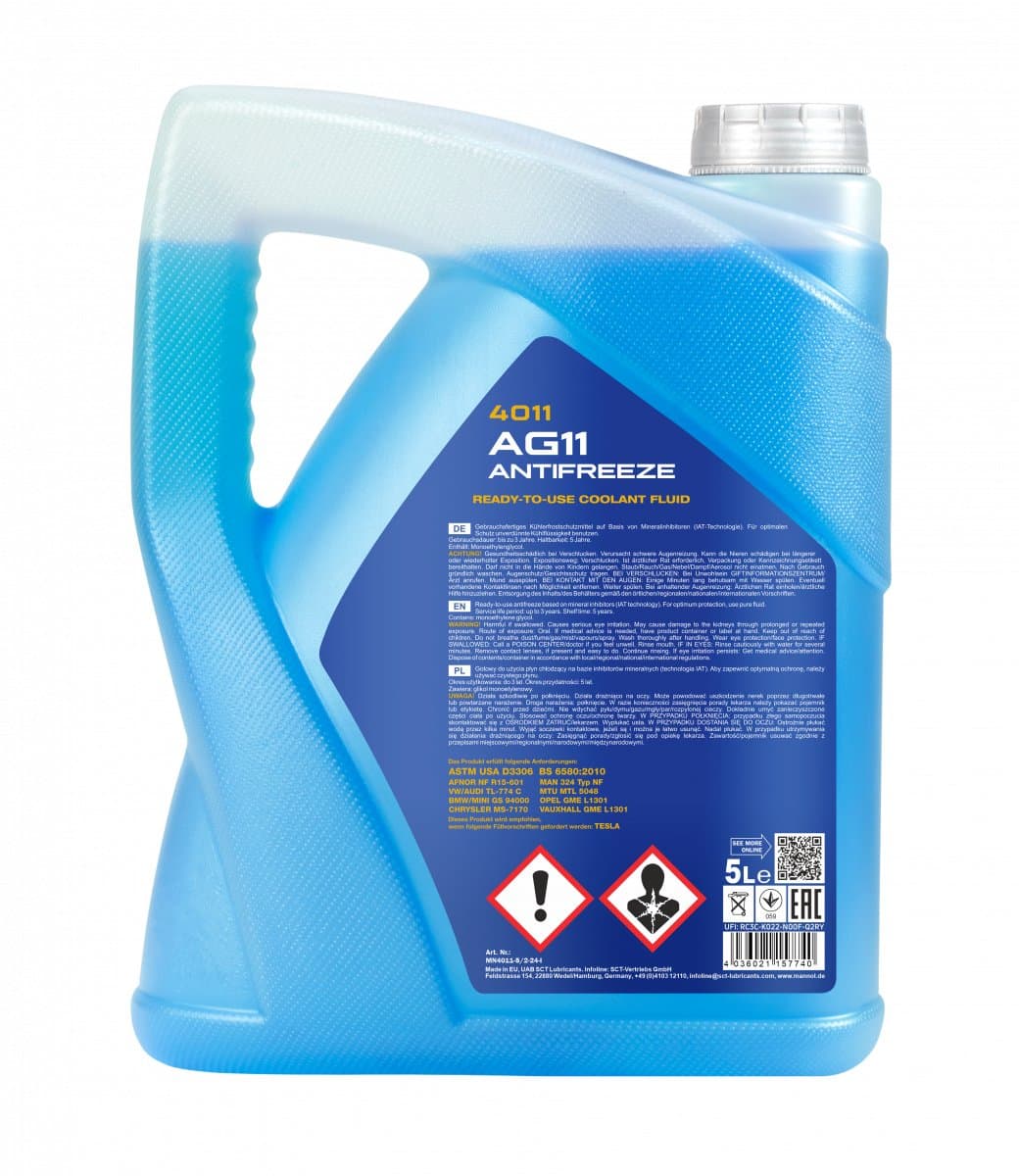 Mannol G11 koelvloeistof blauw, 5 liter (EAN: 4036021157887): Een beetje ontbijt, een beetje koele energie!