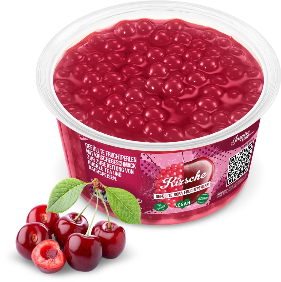 Inspire Food Company - Bubble tea - Bubble Tea Parels - Popping Boba Pearls - Popping Fruitparels - Kersen smaak - 450 gram (EAN: 4710007520390)