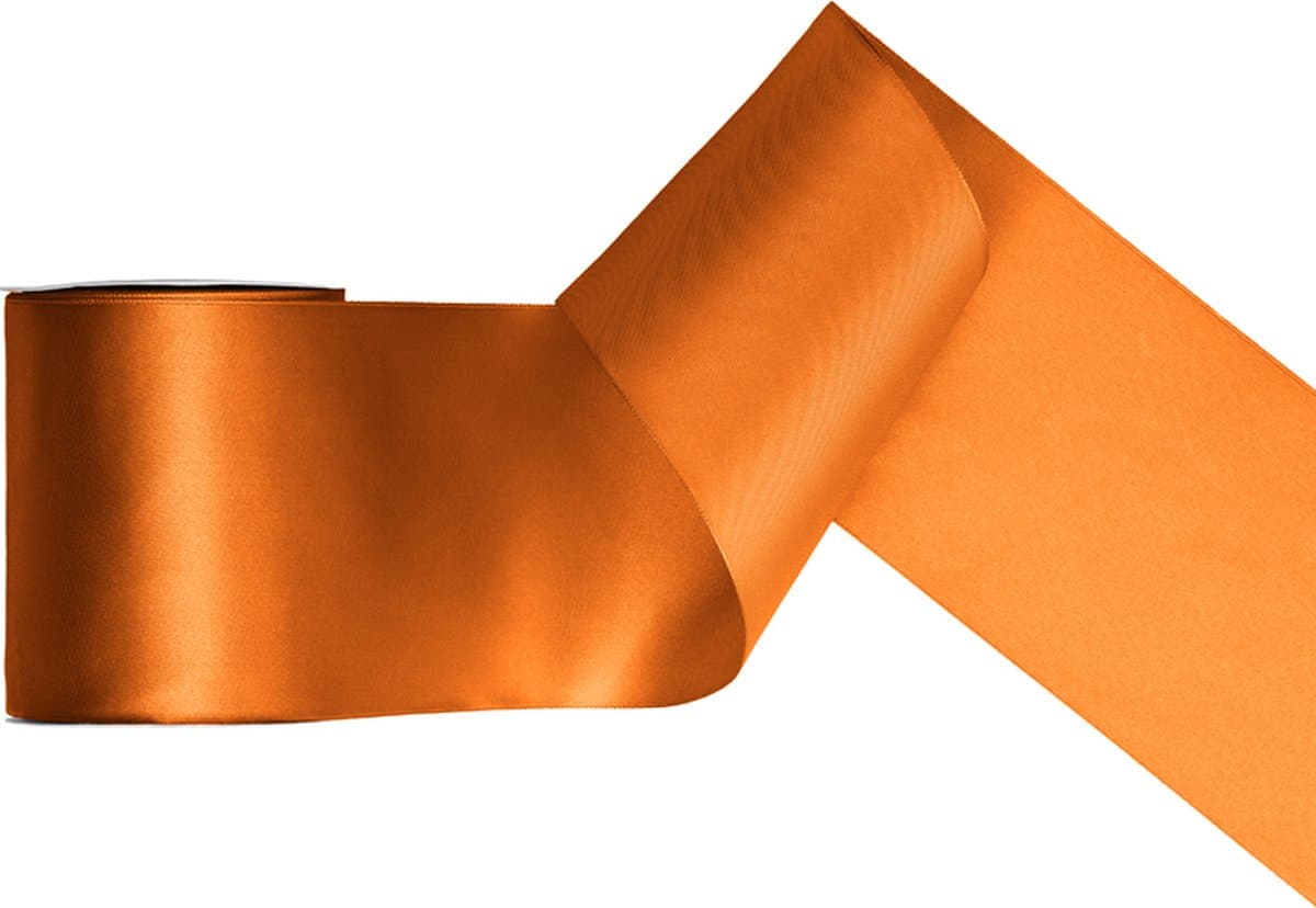 Satijn lint 100mm breed warm oranje, rol 25 meter - hobbylint - sierlint - cadeaulint - satin ribbon (EAN: 5904555063136)