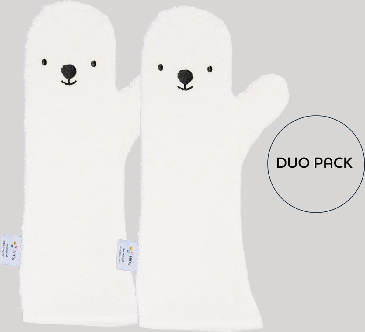 Nifty - The Original Baby Shower Glove – Duo Pack - baby douche handschoen voor beter grip op je baby bij het douchen - origineel kraamcadeau - lange baby washand – Wit 1+1 (EAN: 8717472228840): Waarom ik Nifty ontdekt heb