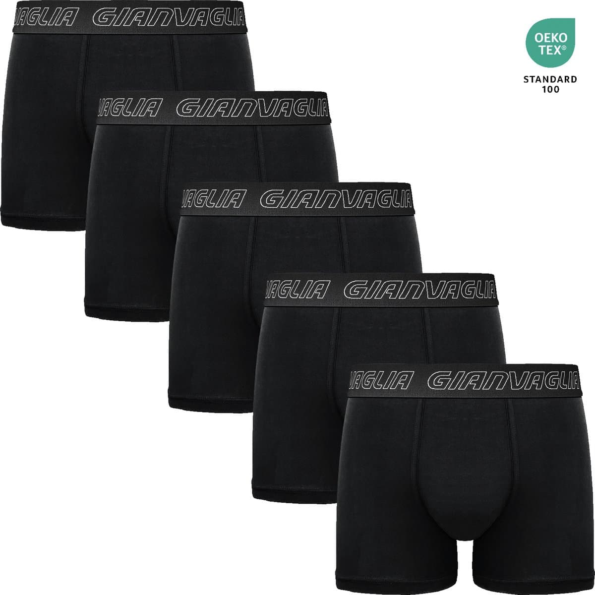 Heren Boxershorts - Katoen - Zwart Effen - 5 Pack - Maat L - Heren Ondergoed - Heren Onderbroeken (EAN: 8721101700768)