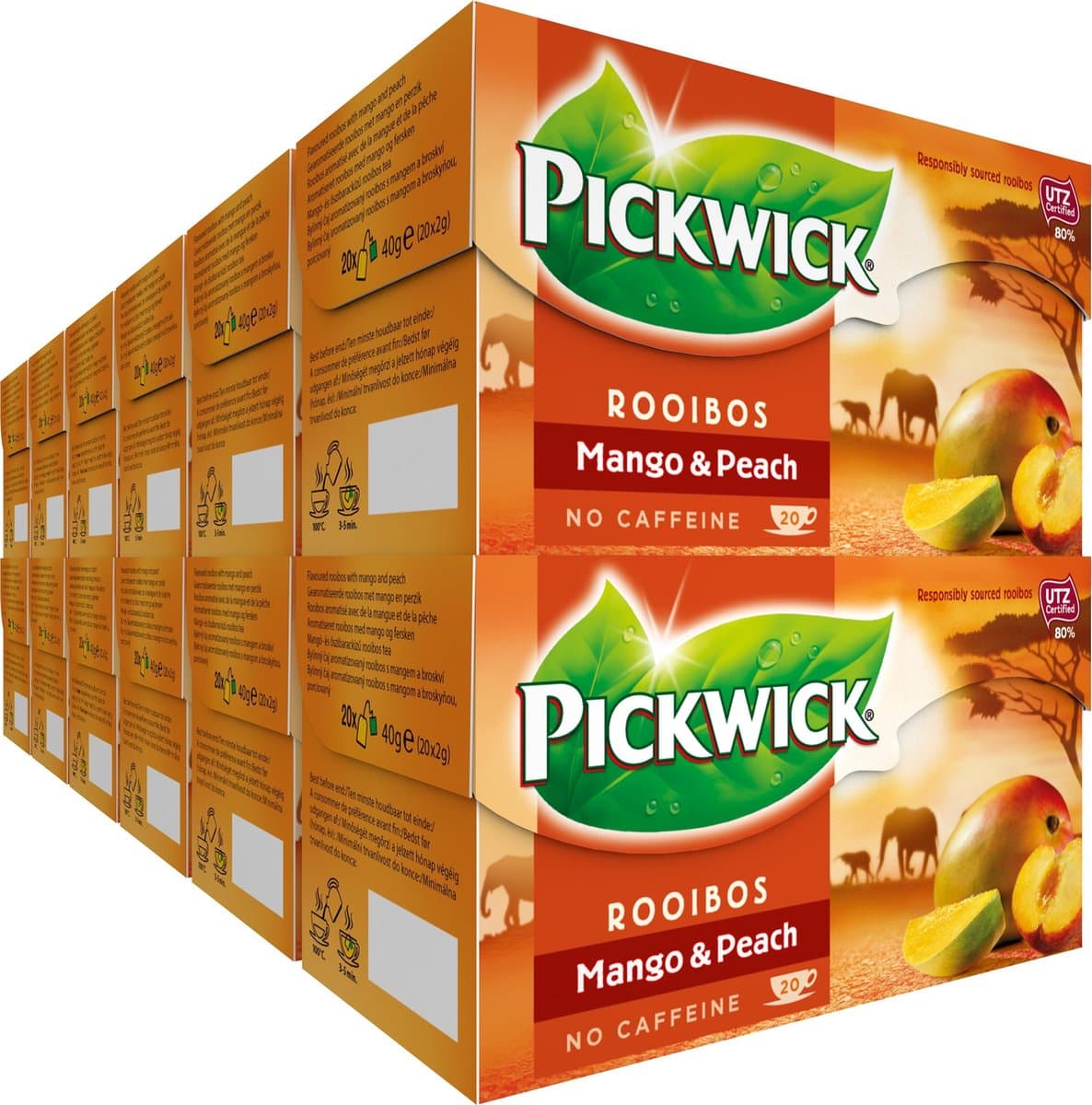 Pickwick Mango & Perzik Rooibos Thee - 12 x 20 theezakjes (EAN: 8711000908778): Eerste indruk geur en uitstraling