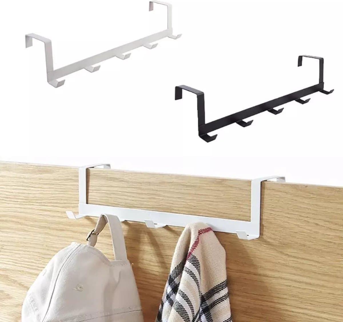 Deurkapstok | Kapstok | Deurhaak | Deurhanger | Deur kapstok hangend | Ophanghaak | Ophangrek | 5 haken (EAN: 6096348524531)