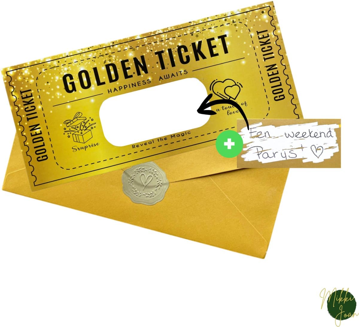 Gouden Ticket Kraskaart | Golden Ticket | Luxe Cadeau met Gouden Uiterlijk | Personaliseerbaar met Eigen Tekst | Perfect voor Verjaardagen & Speciale Gelegenheden | Inclusief envelop (EAN: 9504756222521)
