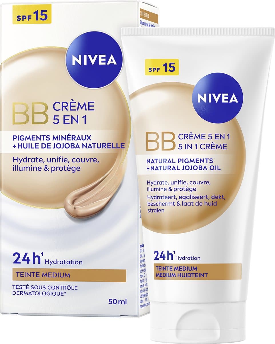 NIVEA Essentials 5in1 BB Dagcrème Medium SPF 15 - BB Cream - Jojoba-olie - Hydrateert en Camoufleert - Gekleurde Dagcrème - 50ml (EAN: 4005808745708): Waarom ik overstag ben...