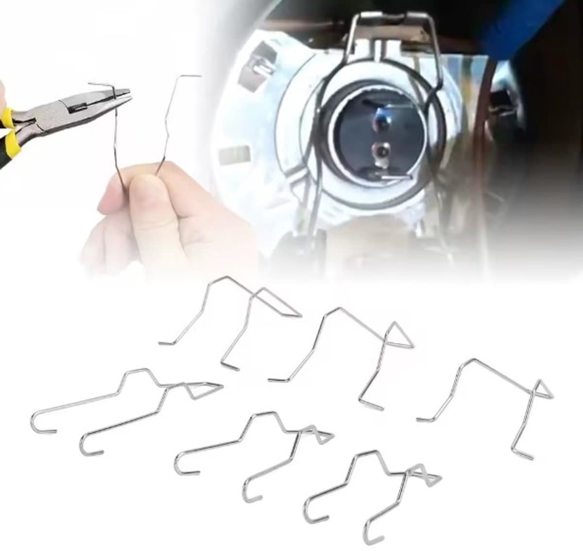 TLVX Auto Lamp Haakjes 6 stuks / Haakje om H1, H3, H4, H7 Autolampen vast te zetten Dimlicht Grootlicht / Buigzaam / Universeel / LED / Xenon / Halogeen lamp vastzetten / Lamp haakje laten vallen in koplamp of motorruimte / Bulb holder / Lamp houd...