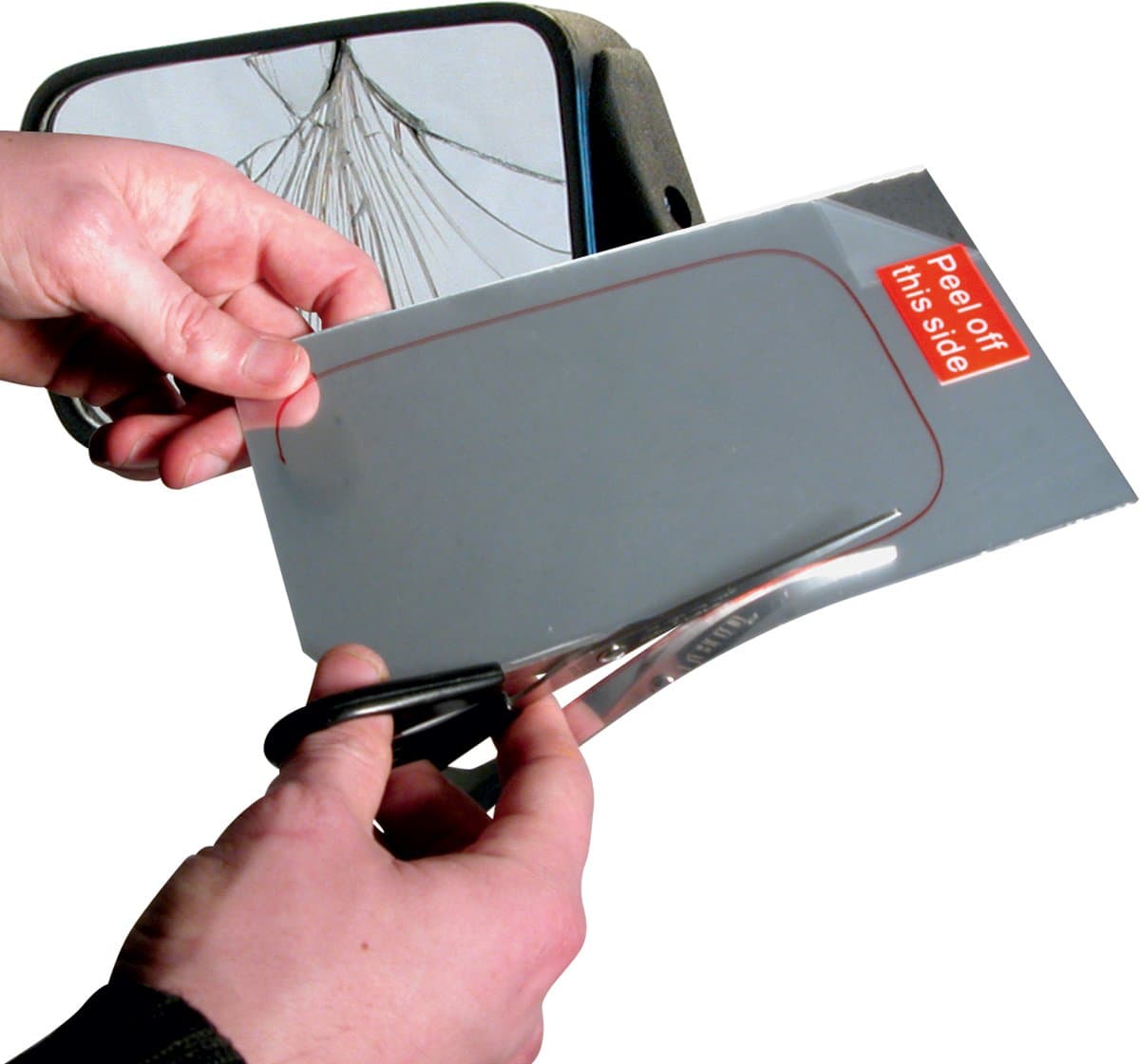 Carpoint Spiegel Reparatiekit – Zelfklevend – Op Maat te Knippen – Universeel toepasbaar – Tijdelijke Oplossing - Afmeting 12,5x20cm (EAN: 8711293046058)