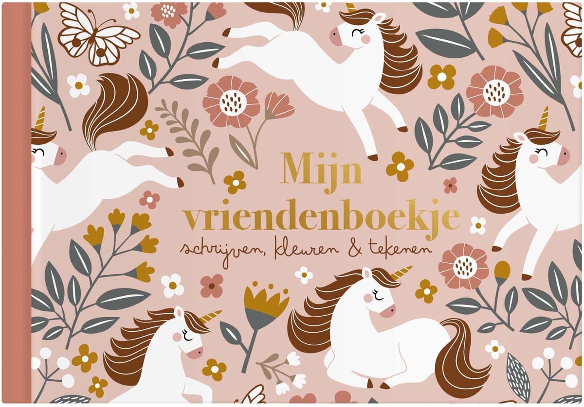 Vriendenboekje meisje | vriendenboekje unicorn goud | kleuren en tekenen | Writemoments (EAN: 6097341632629)