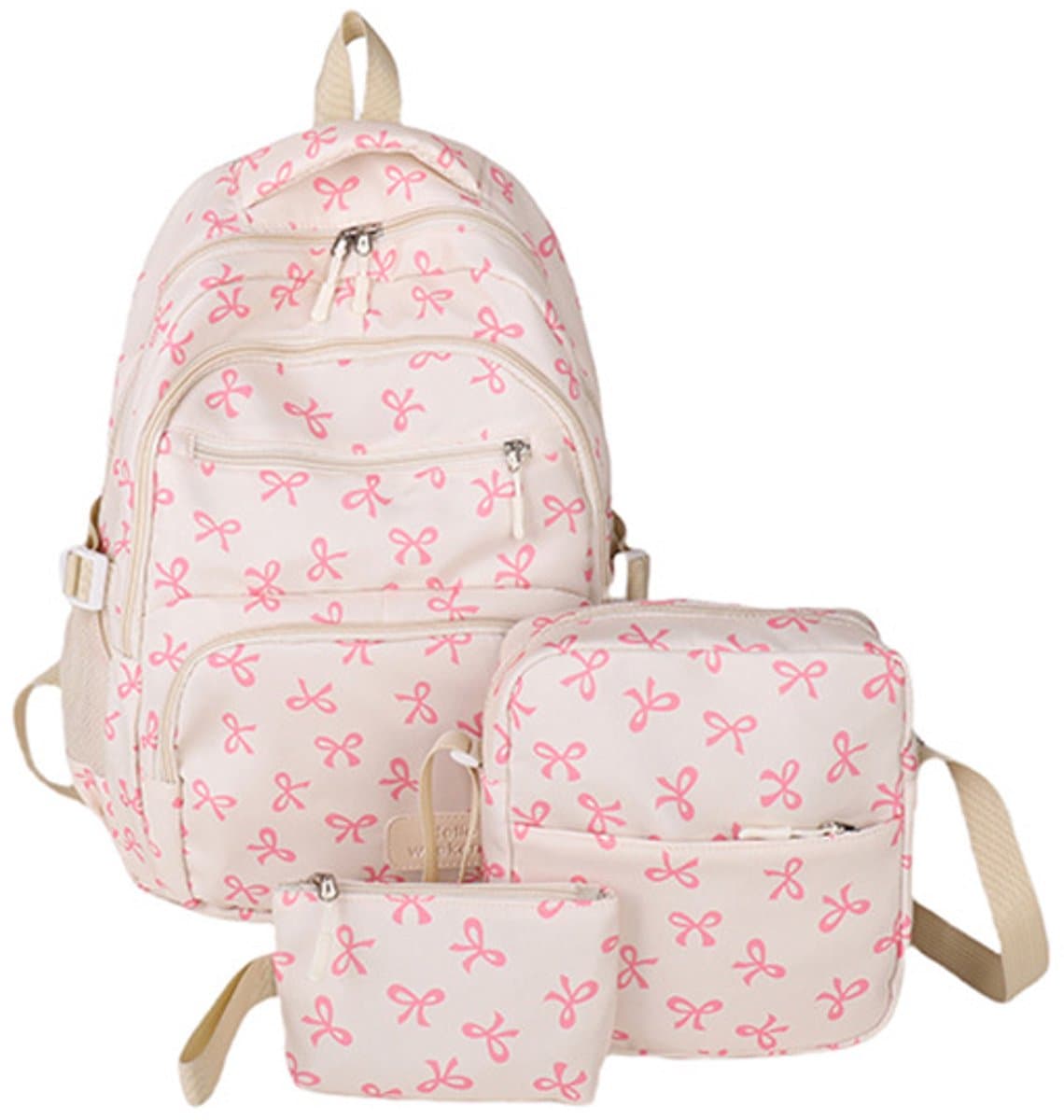 Schooltas - Rugtas - Tas - Rugtas Meisje - Schoolrugzak - 3-Pack Schattige Strik-Rugzakset - Esthetische Strik-Schooltas voor Dames en Meisjes - Grote Capaciteit Bedrukte Tas - voor Reizen, School, Woon-Werkverkeer (EAN: 0080749412470): **Waarom d...