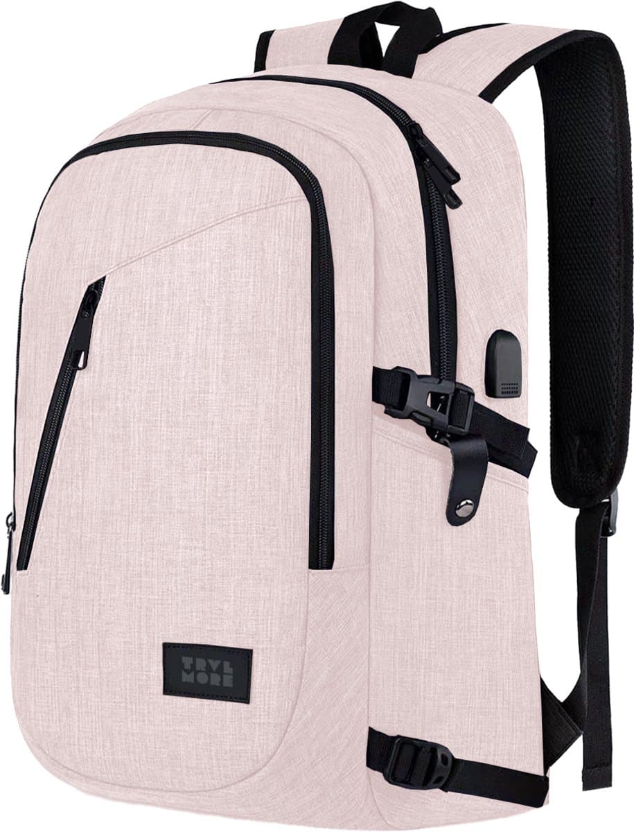 TRVLMORE 25L Rugzak - Rugtas met 15,6 Inch Laptopvak - Schooltas -Laptoptas - Spatwaterdicht - Heren en Dames - Jongens en Meisjes - Roze (EAN: 8721055566458)
