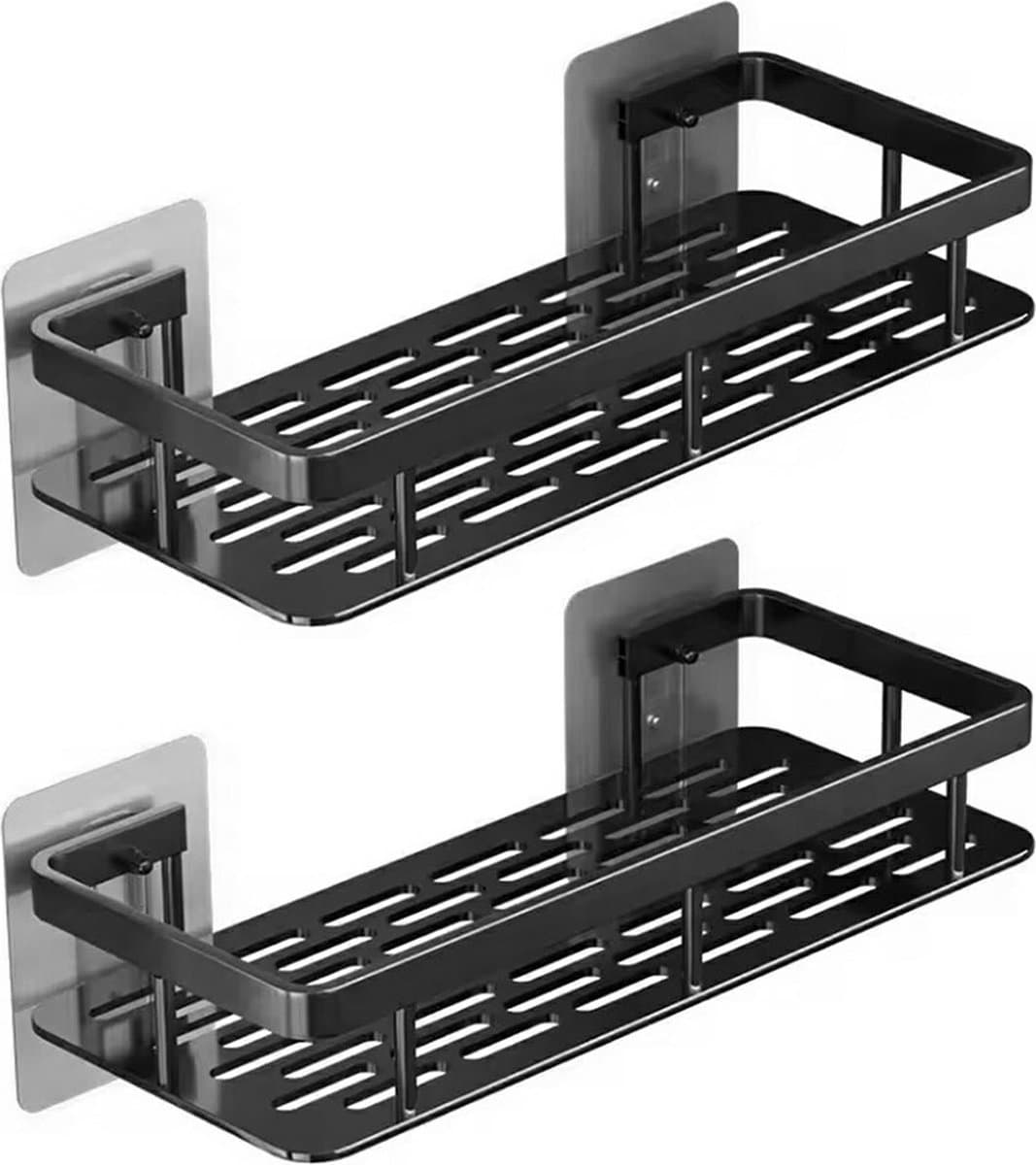2x Doucherek Zwart - zonder óf met boren - RVS - Zelfklevend - Doucherekje Hangend – Badkamerrek - 2 stuks (EAN: 5907621853211): Zeg maar dag tegen de boormachine (Hallelujah!) 🛠️