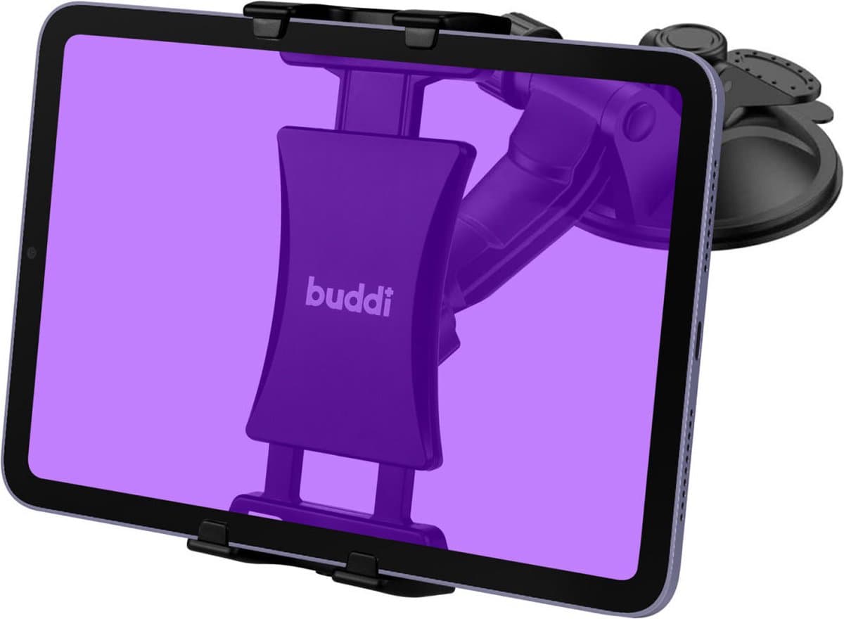 Buddi Universele Dashboard / Raam Auto Houder voor Telefoon, Tablet en iPad - Autohouder met Klem - Tablethouder Autoruit - Smartphone Houder Voorruit - Stevige Zuignap - 360° Verstelbaar (EAN: 8719246384653)