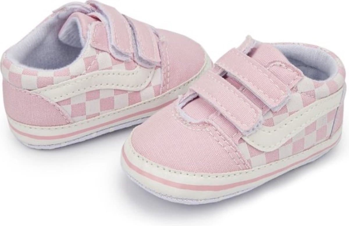 Babyschoenen - Baby slofjes - klittenband - Schoenmaat 20-21 - 12-18 maanden - (13cm) - roze/wit (EAN: 6096707296277)