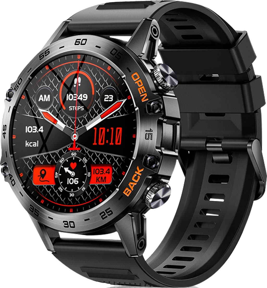 Xelar Ultra - Outdoor Heren Smartwatch - Hartslagmeter - Stappenteller - Slaapmonitor - Multisport - IP67 Waterdicht - Geschikt voor alle Smartphones - Zwart (EAN: 8720648954566): Een smartwatch die echt alles doet