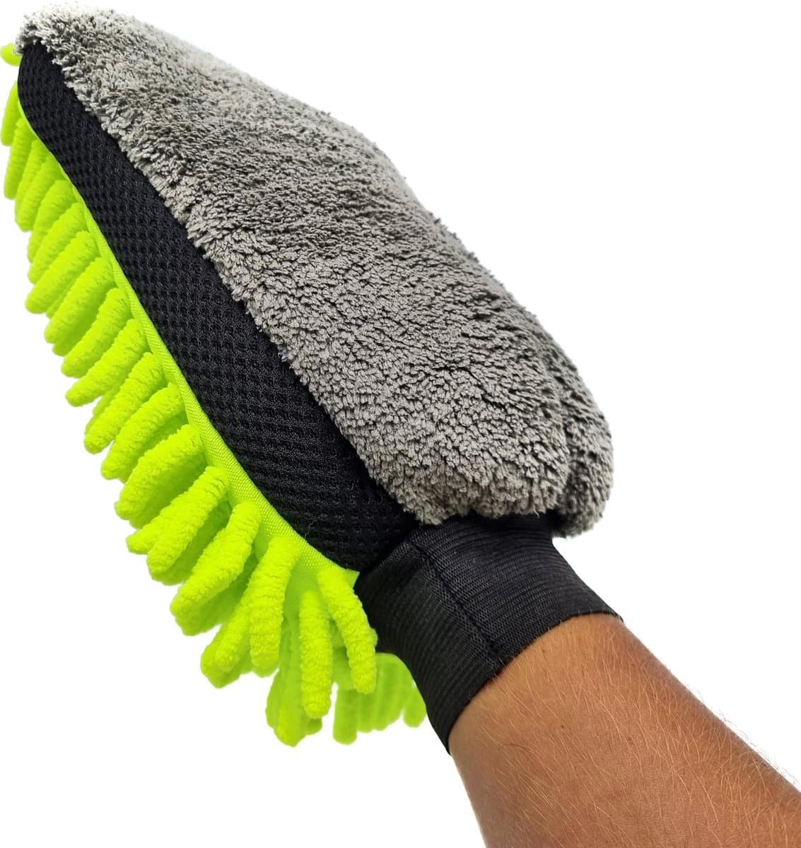 *** Auto-Handschoenen - Microvezel Schoonmaaksponsen - Autosponsen - Was-Handschoenen - Auto Wassen - Schoonmaaksponsen - Grijs/Groen - van Heble® *** (EAN: 8720909508248)