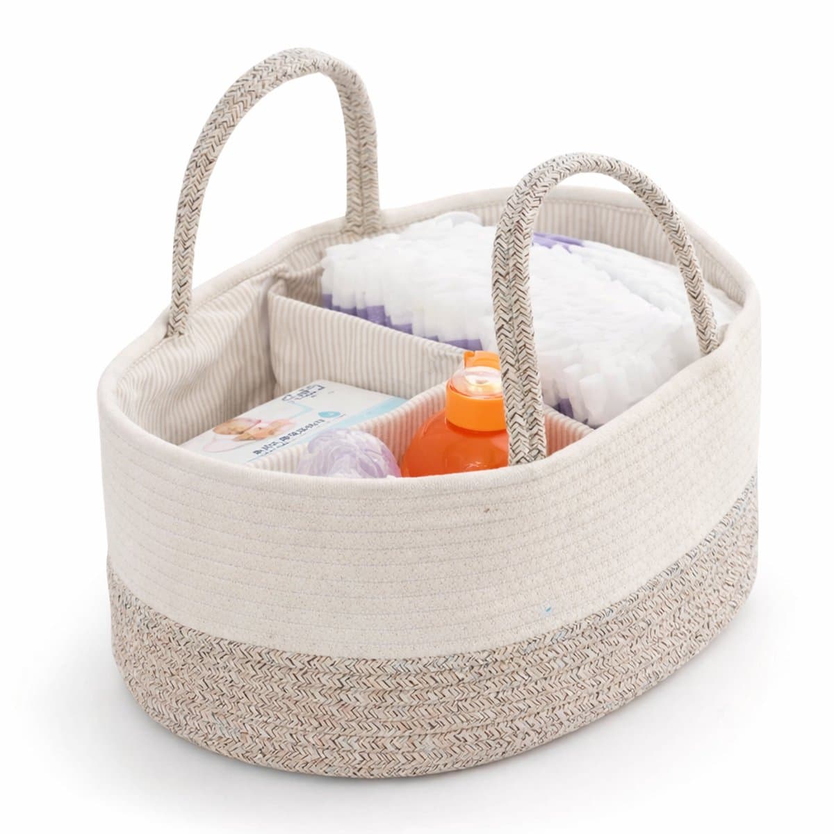 Katoenen Luiermand met Handvatten – Baby Organizer met 3 Vakken – Commode Organizer / Diaper Caddy – Opbergmand Baby – Crème Beige (EAN: 8721042726780): Wat is dit wonderproduct precies