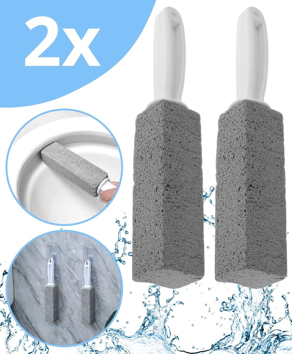 Boncy® Puimsteen voor wc - 2 Stuks WC-borstel Set - Schoonmaak Toilet - Wit Poetssteen met handvat - Cleaningblock Cleaning block - Urinesteen verwijderaar voor urinoir (EAN: 8720986242097): De reddende engel De Boncy® Puimsteen