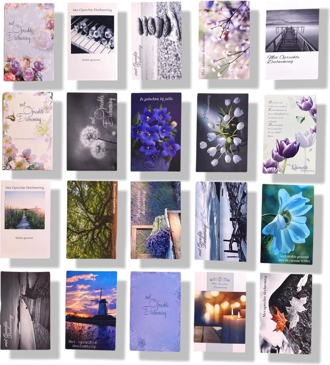 Cards & Crafts 20 Luxe Condoleance wenskaarten Zwart / Wit Set - Oprechte Deelneming - 17x12cm - Gevouwen kaart met envelop (EAN: 0710663454897): Wat is dit precies