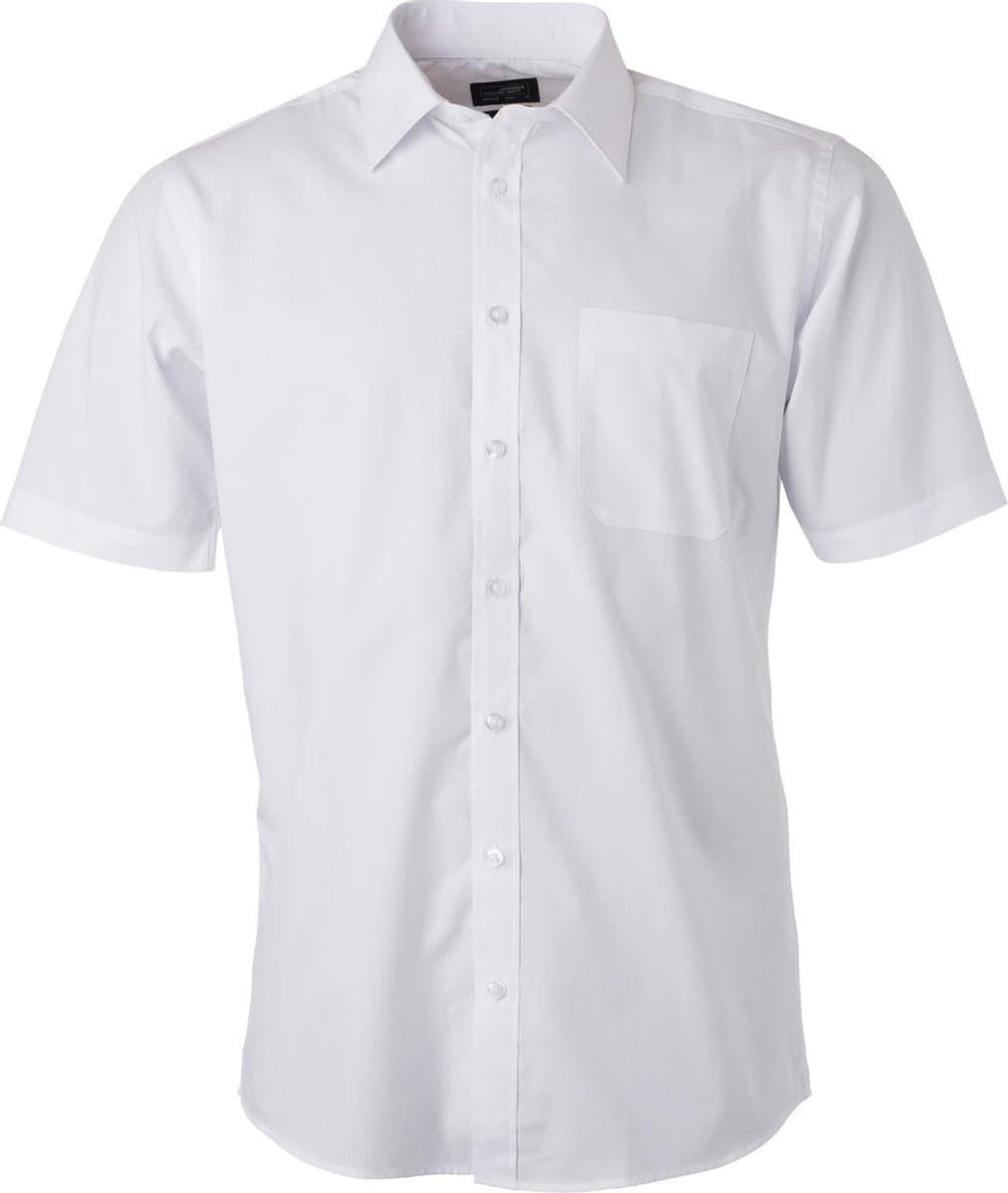 James and Nicholson Herenshort Poplin Shirt met korte mouwen (Wit) (EAN: 5059000912979)