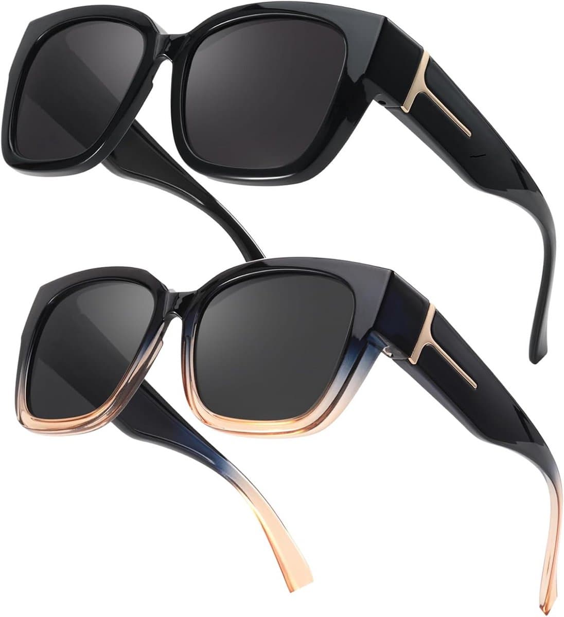 Gepolariseerde Overzet Zonnebril Dames - UV400 Bescherming & Trendy Vierkant Montuur (EAN: 9101153635130): 💬 “Heb je die nieuwe overzetbril al geprobeerd”