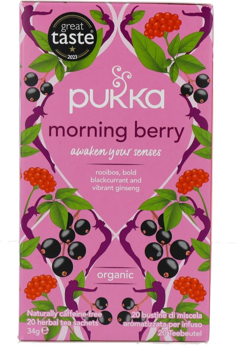 Pukka Thee Morning Berry 20ZK (EAN: 5060519148735): Het experiment van chaos naar kleur