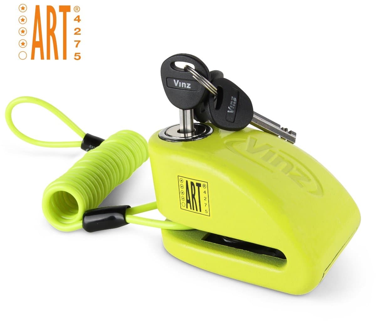VINZ Pico Schijfremslot met Alarm - ART 4 Slot - Remschijfslot - Goedgekeurd Motorslot - Geel (EAN: 8719425236667): Wat is dit precies