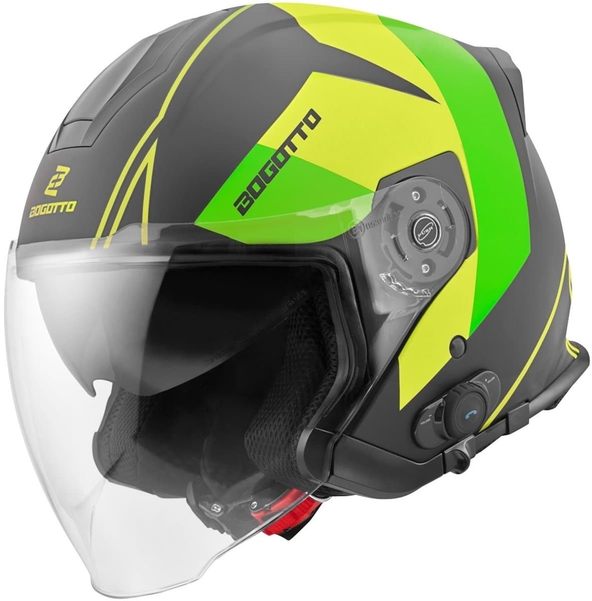 Bogotto V586 Detri BT Zwart Groen Bluetooth Jethelm - Maat - Helm (EAN: 4060058126431): Eerste indruk alsof hij al jaren in je kast ligt