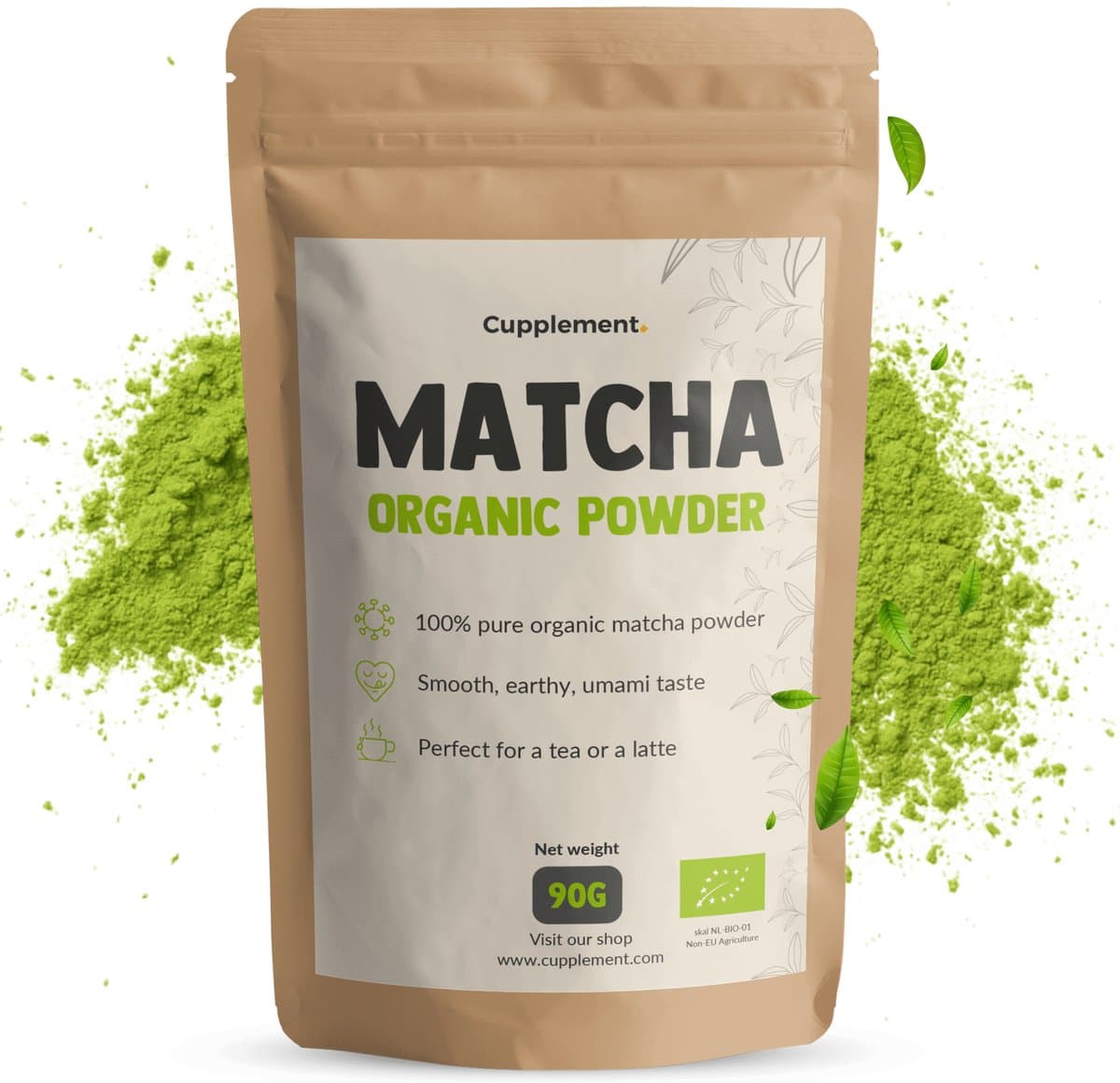 Cupplement Matcha Poeder Biologisch 90 gram - Thee – Energie - Matcha Poeder - 90 dagen voorraad per zakje (EAN: 8719327662601)