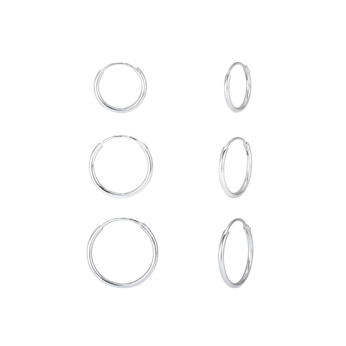 zilver set oorringen 12mm 14mm 16mm | ear hoops set | Zilverana | Sterling 925 Silver | Zilveren oorbellen dames (EAN: 8720168695185)