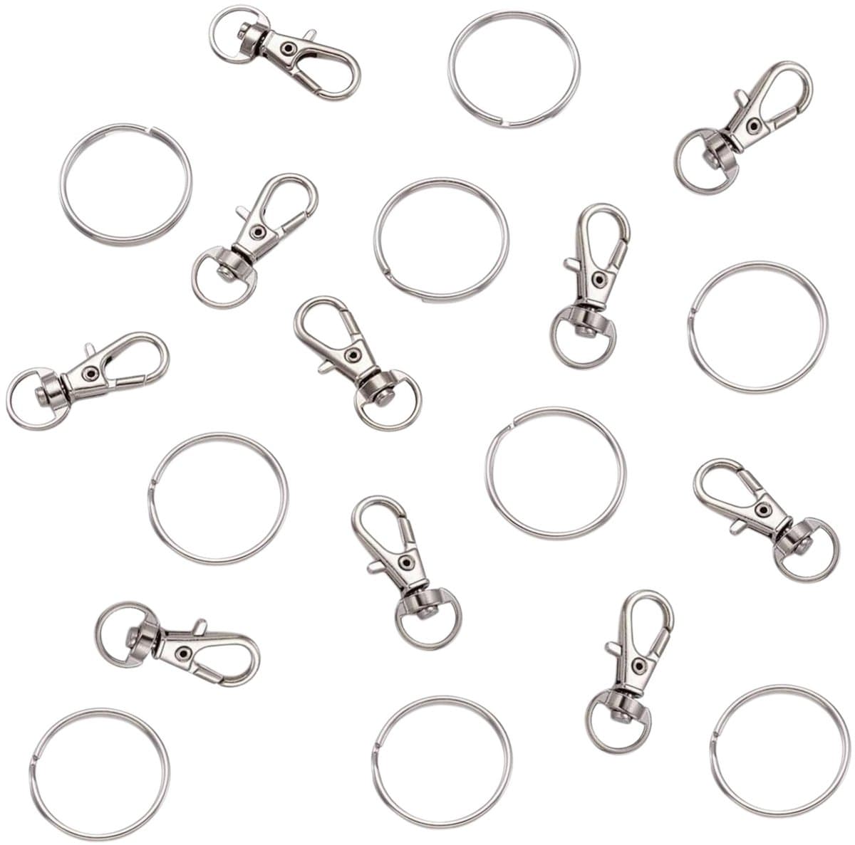 Sleutelhanger Set 10 Sets - 10x Musketonhaak met Sleutelring - Metaal - 10 Ringen & 10 Musketonhaakjes (EAN: 6011626873842)