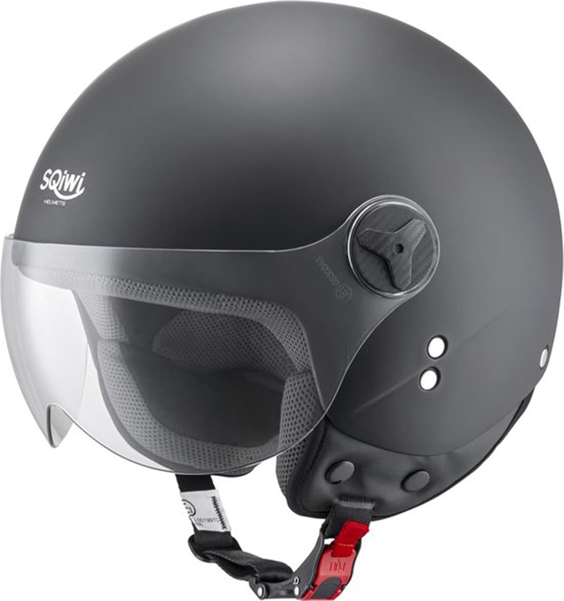 SQIWI Urban Scooterhelm - M - Fashion Jethelm met Vizier - Motorhelm - Geschikt voor Vespa, Scooter, Brommer, Motor en Snorfiets - Mat Zwart (EAN: 8720941403105)