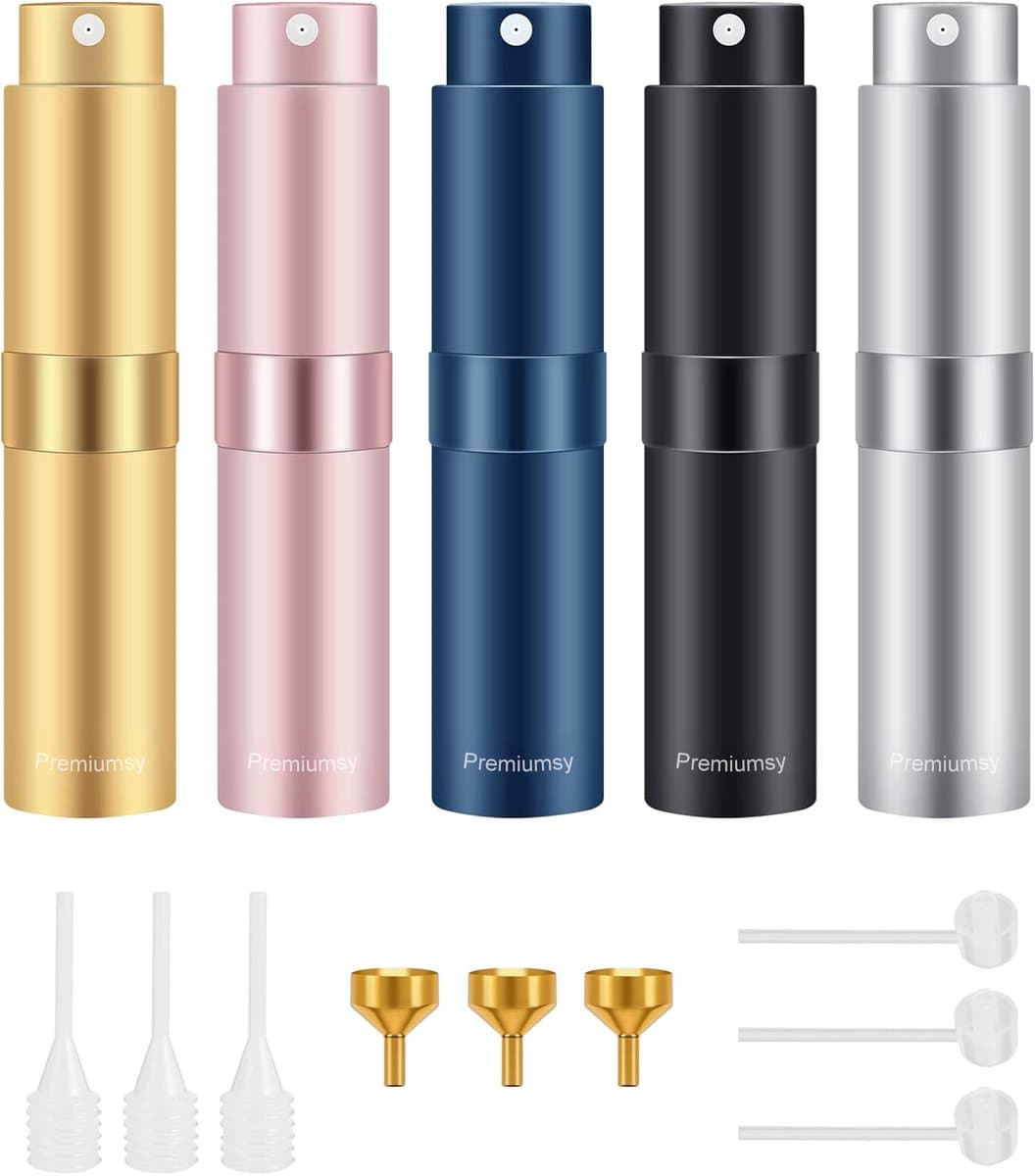 Premiumsy Parfumverstuiver Navulbaar - 5 stuks - Mini Parfum Flesje - Parfum Verstuiver Set - Parfumflesje - Reisflesjes 8 ML - Handbagage - Meerdere Kleuren (EAN: 8720938683152)