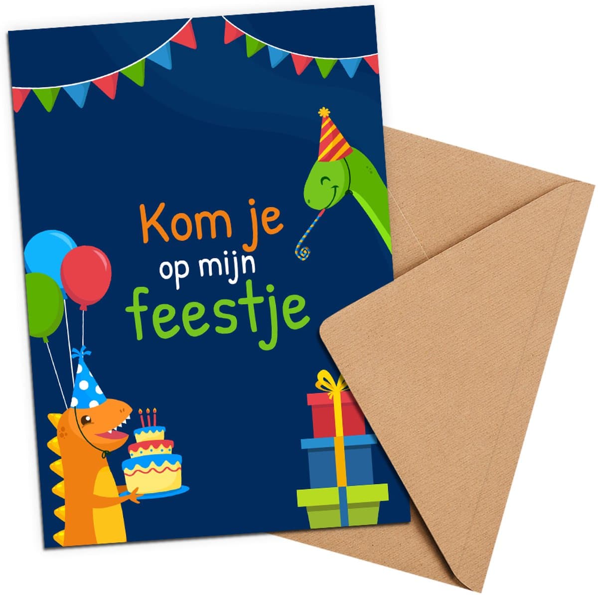 uitnodiging kinderfeestje + Enveloppen 10 stuks - Dino Blauw - Beschrijfbaar - Uitnodigingskaarten - Uitnodiging verjaardag - uitnodiging verjaardag feest - Uitnodiging kinderfeestje Jongen of Meisje - Uitnodiging feestje - uitnodigingen (EAN: 950...
