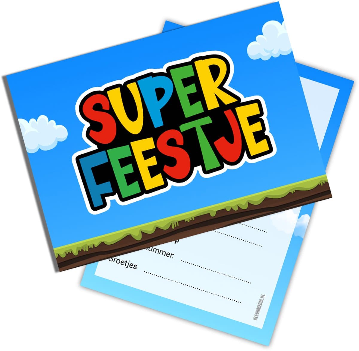 Uitnodiging kinderfeestje 20 stuks - Super Feestje - Voordeelset - Beschrijfbaar - Uitnodigingskaarten - Uitnodiging verjaardag - uitnodiging verjaardag feest - Uitnodiging kinderfeestje Jongen of Meisje - Uitnodiging feestje - uitnodigingen (EAN:...