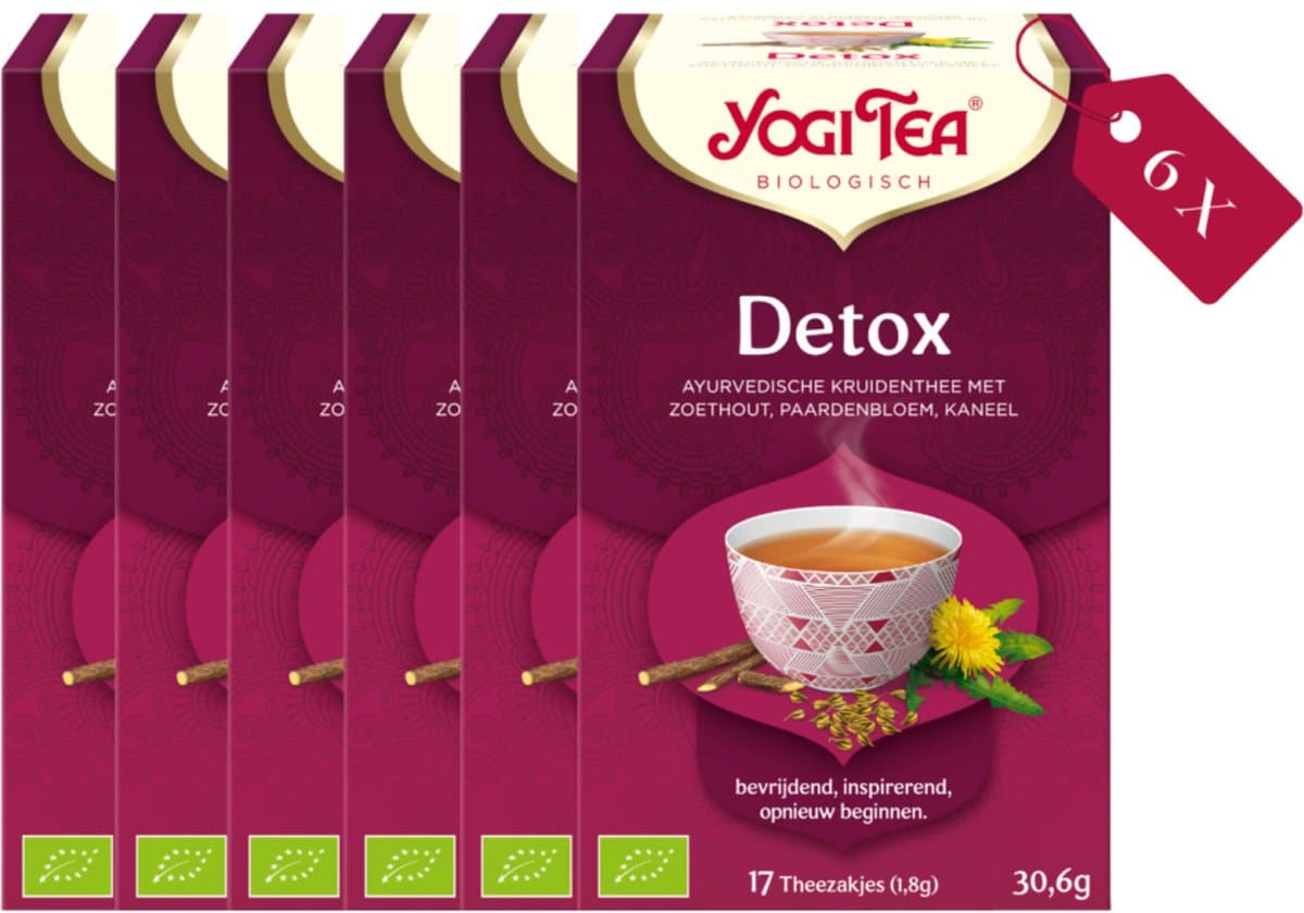 Yogi Tea Detox - Biologische Kruidenthee met Zoethout, Kaneel en Gember voor Ontgifting en Verfrissing - Tray van 6 Stuks (EAN: 4012824431270)