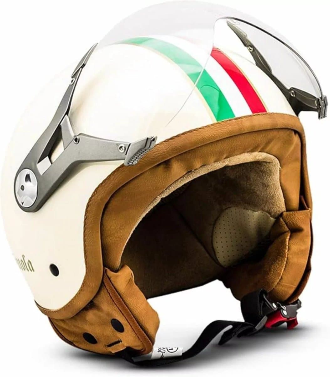 SOXON Imola Scooterhelm - L - Jethelm met vizier - Motorhelm voor volwassenen - Geschikt voor Vespa, Scooter, Brommer, Motor en Snorfiets - Creme (EAN: 0705422174284)